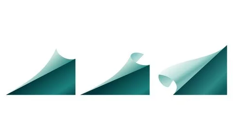 Teal gradient folded paper corner page curl vector effect Illustrazione stock