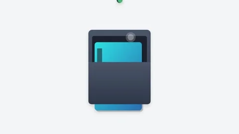 Teal Gradient Hotel Key Card Sliding into Digital Reader with Glowing Green.. Видео 346202232