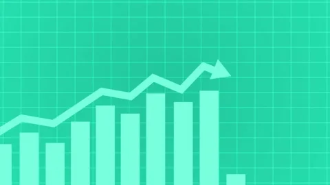 Teal Graph with Rising Arrow and Bar Chart Animation, A teal graph with a r.. Vidéo 304248787