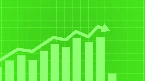 Teal Graph with Rising Arrow and Bar Chart Animation, A teal graph with a r.. Stock Footage 304248800