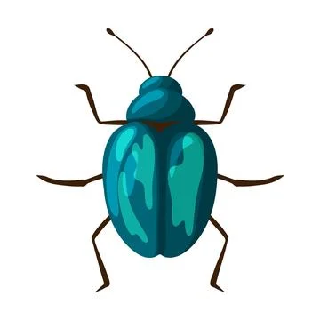 Teal Green Beetle Top View Illustration Clipart Ilustración de archivo