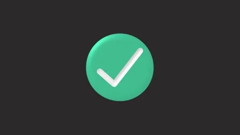 Teal green check mark on dark background 3D rendered illustration or styliz.. Stock Illustration