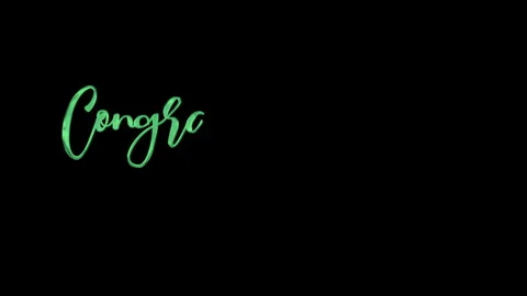 Teal green cursive congratulations on a black background. Stock Footage 311907786