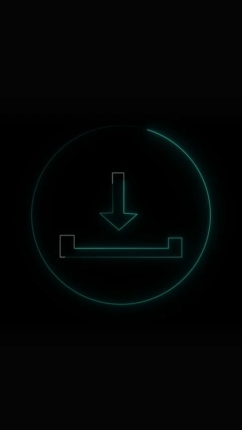 Teal green glowing circle download icon animation digital tech loop motion .. Stock Footage 341611684