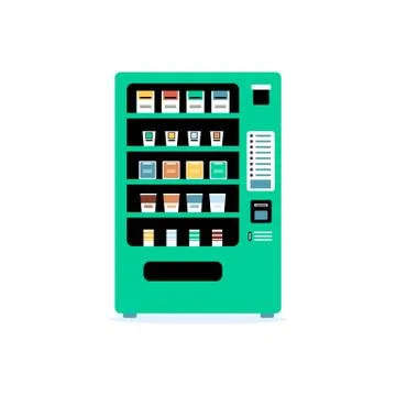 Teal green vending machine - flat isolated vector illustration. Stock Illustration