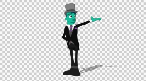 Teal Groom 'Gesture High Screen Right' Connectable Character Animation Stock Footage 52129791