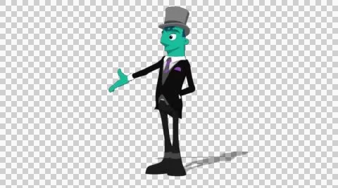 Teal Groom 'Gesture Screen Left' Connectable Character Animation Stock Footage 52129767