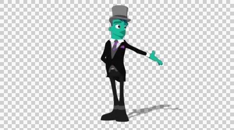 Teal Groom 'Gesture Screen Right' Connectable Character Animation Stock Footage 52129777