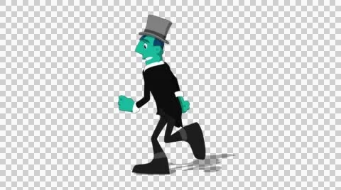 Teal Groom 'Run Screen Left' Connectable Character Animation Stock Footage 52129742