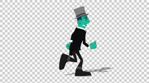 Teal Groom 'Run Screen Right' Connectable Character Animation Stock Footage 52129728