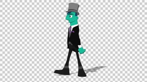 Teal Groom 'Walk Screen Left' Connectable Character Animation Stock Footage 52129726