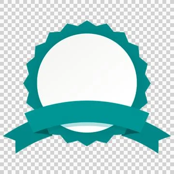 Teal Guarantee Seal Badge Vector with Ribbon Banner Stock Illustration