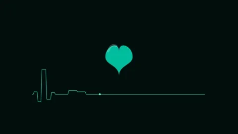 Teal Heart Beat ECG Pulse Medical Animation Loop Stock Footage 342610815