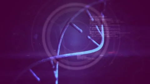 Teal hex logo sliding in, starting HUD scan while cyan helix drifting right, Stock Footage 333837099