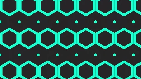 Teal hexagon geometric pattern motion background loop Video stock 347301096