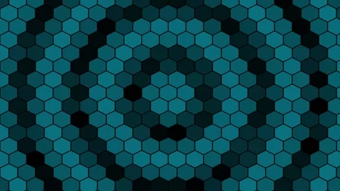 Teal Hexagon Pattern Forming Geometric Motion Against Dark Background With .. Video stock 341663744