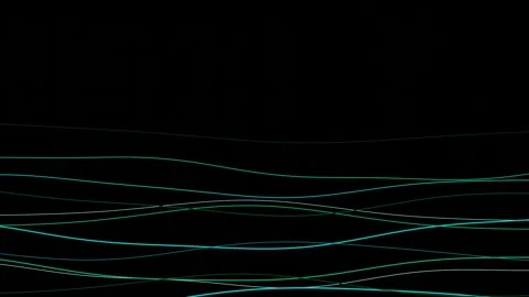 Teal Horizontal Flowing Lines Dark Background Loop Stock Footage 344590141