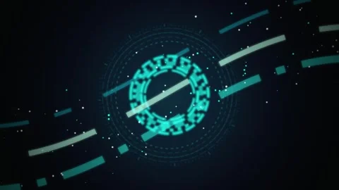 Teal HUD user interface rotating seamless loop motion background Stock Footage 345075907