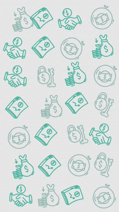 Teal icons float over transparent background Stock Footage 336506815