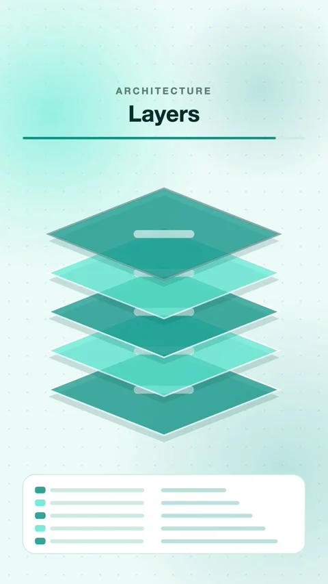 Teal Isometric Layers Separating Vertical Animated Background For Architecture, Stock Footage 343855049