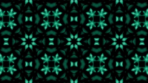 Teal Kaleidoscope Pattern: A mesmerizing digital artwork featuring a repeat.. Video stock 310642129