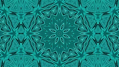 Teal Kaleidoscope: Symmetrical Pattern Design Stock Footage 310642187