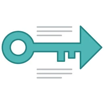 Teal key shaped right arrow business infographic element isolated. Stock Illustration