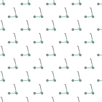 Teal kick scooter seamless pattern for urban mobility Stock Illustration
