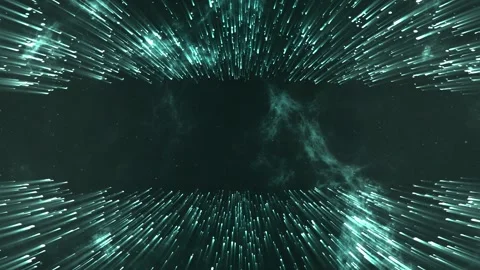 Teal Light Streaks in Space Tunnel. Stock Footage 333520534