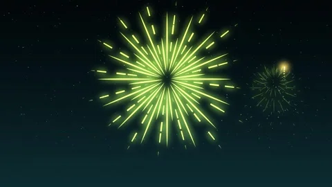 Teal Lime one big firework burst repeating in the center with small bursts on a Vídeos de archivo 348333773