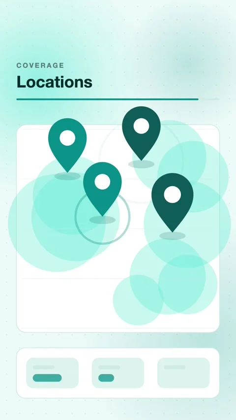 Teal Map Pins Dropping With Shockwaves Vertical Animated Background For Stock Footage 343855126