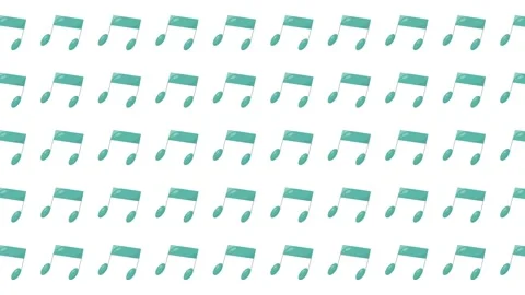 Teal Music Note Seamless Pattern Background for Valentine Romantic Concept Stock Footage 345539656