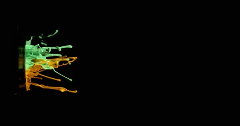 Teal &amp; mustard paint in motion in 4K Stock-Footage 59921380