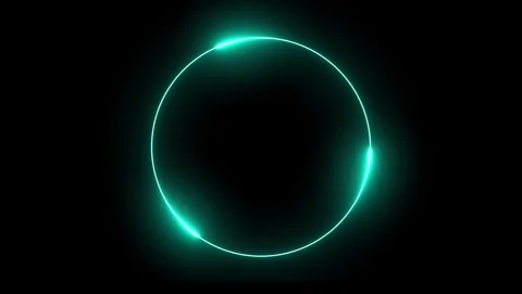 Teal Neon Circle Frame with Glowing Edges stock Stock Footage 318634218