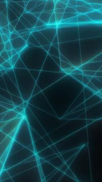 Teal neon network grid with connected lines and nodes on dark background, f.. Illustrazione stock