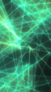 Teal neon network grid with connected lines and nodes on dark background, f.. Stock Illustration