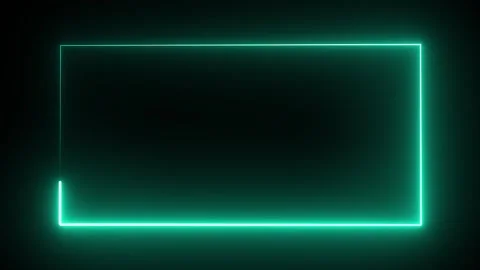 Teal Neon Rectangle Border on Dark Background frame 库存影片 317453136