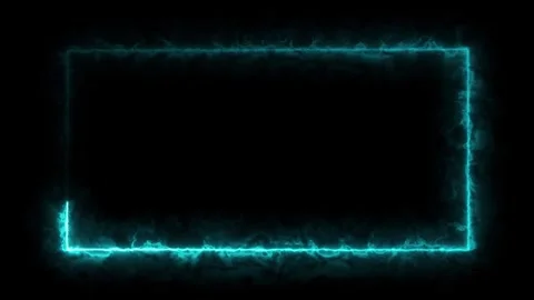 Teal Neon Rectangle Border with Wispy Smoke frame Stock Footage 317453143