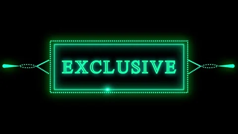 Teal Neon Rectangle Frame with " EXCLUSIVE" Text and Light Effects on anima.. Stock Footage 321862887