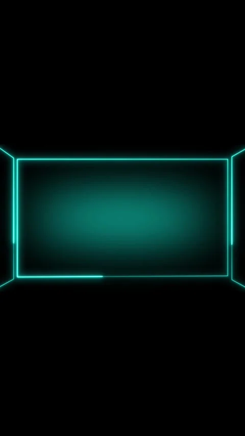 Teal neon rectangle frame with gradient background. Professional teal neon .. Stock Footage 345967861