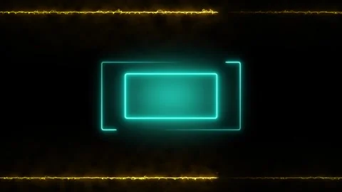 Teal Neon Rectangle Frame with Yellow Electric Border on animated Black abs.. Video stock 337363207