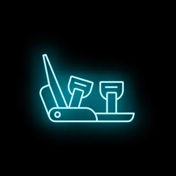 Teal neon snowboard binding line art glowing Stock Illustration