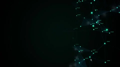Teal network cluster on right with dark copy space technology Stock Footage 338066028