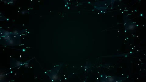 Teal network framing dark center copy space technology background Illustrazione stock