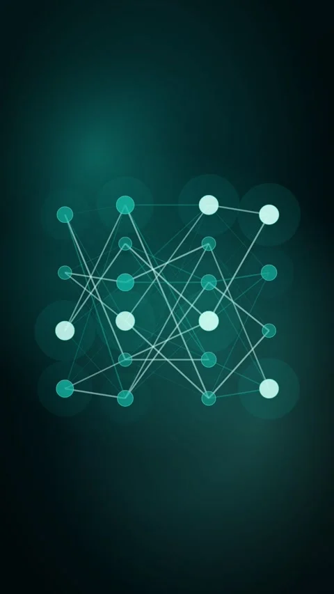 Teal Neural Network Layers Firing Vertical Seamless Loop Animated Background Stock Footage 344007340
