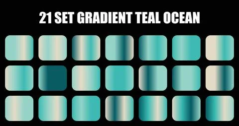 Teal Ocean Gradient Set Swatches and Color Palettes for Graphic Design Projects Stock Illustration