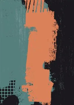 Teal Orange Abstract Grunge Paint Texture Vector 스톡 일러스트