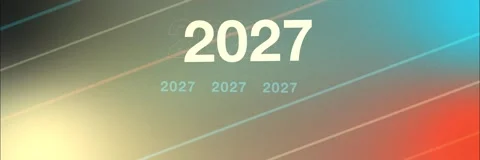 Teal orange gradient with diagonal lines and 2027 New Year, Loop Animation Stock Footage 341858006