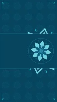 A teal ornamental banner features a patterned floral background, thin corne.. Stock Illustration