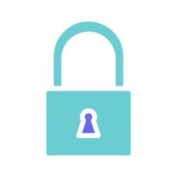 Teal padlock with a violet keyhole on white background Stockillustratie